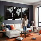 World Map Canvas Print | Framed Push Pin Wall Art, Color Splash Travel Map