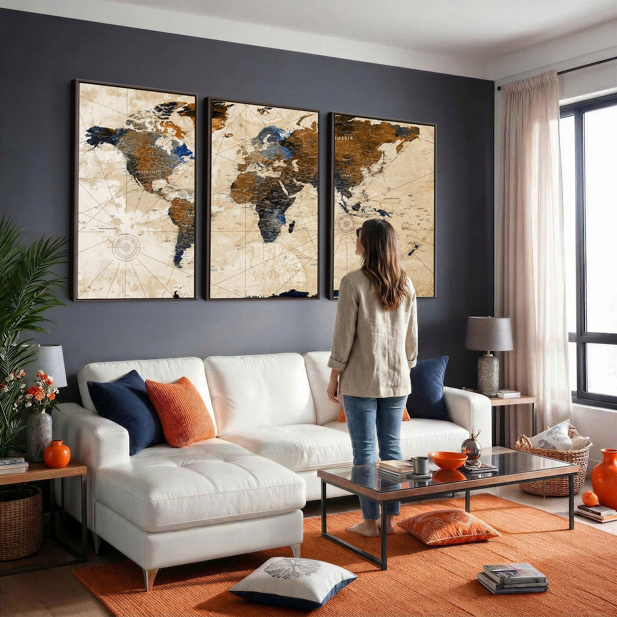 World Map Canvas Art Print | Framed Travel Map Wall Art