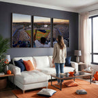 Dodger Stadium Sunset Game Triple Canvas Wall Art, Los Angeles Dodgers MLB Match