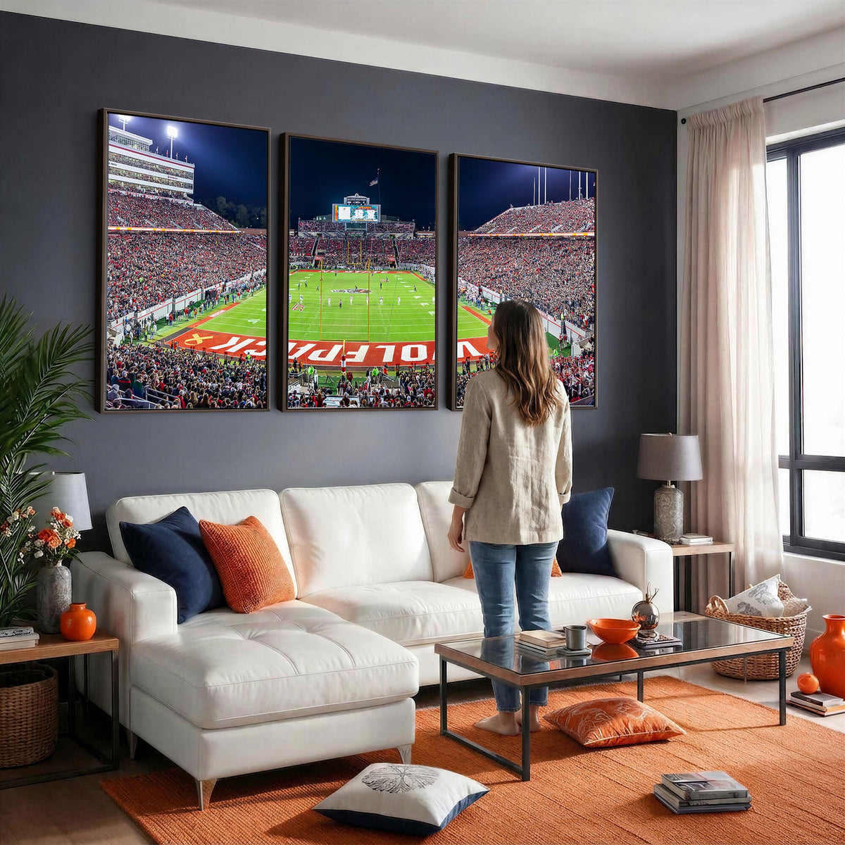 Wolfpack Football Team Print, Raleigh Carter-Finley Stadium