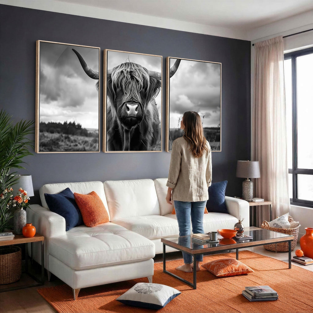 Scottish Cow Wall Art Canvas Print, Longhorn Wall Art