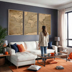 Dark World Map Canvas Print | Framed Travel Map Wall Art