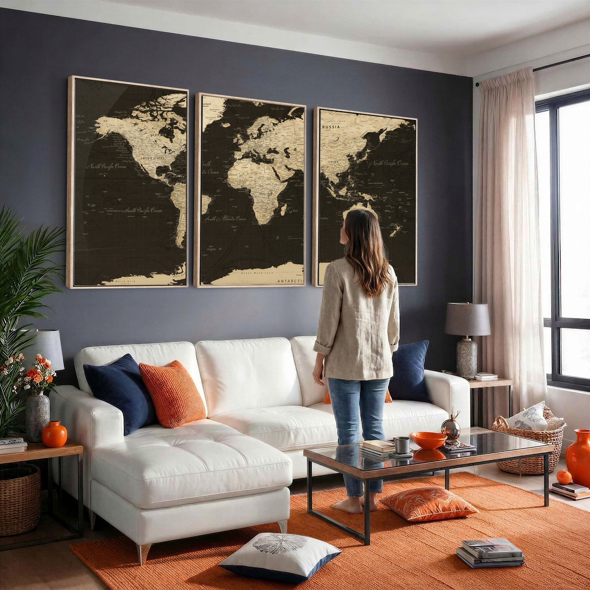 World Map Canvas Print | Framed World Map Wall Art for Couples