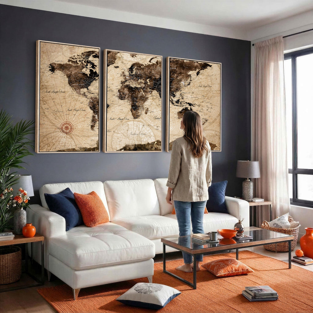 World Map Wall Art Canvas Print
