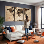 World Map Wall Art Canvas Print