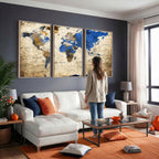 World Map Canvas Print | Colorful Abstract Travel Map, Framed Wall Art