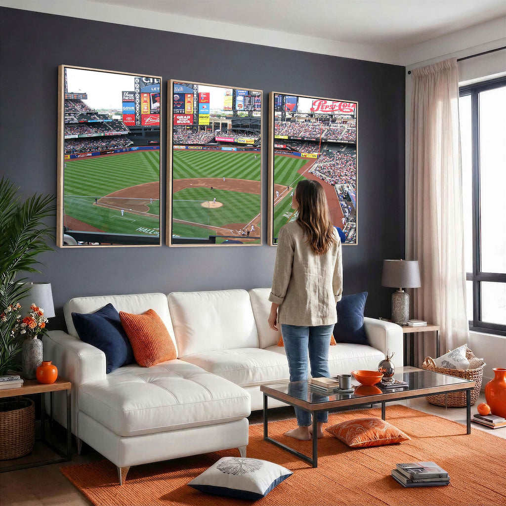 New York Mets Baseball Team Print, Citi Field Baseball Stadium Wall Art