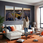 Dodger Stadium Sunset Game Triple Canvas Wall Art, Los Angeles Dodgers MLB Match
