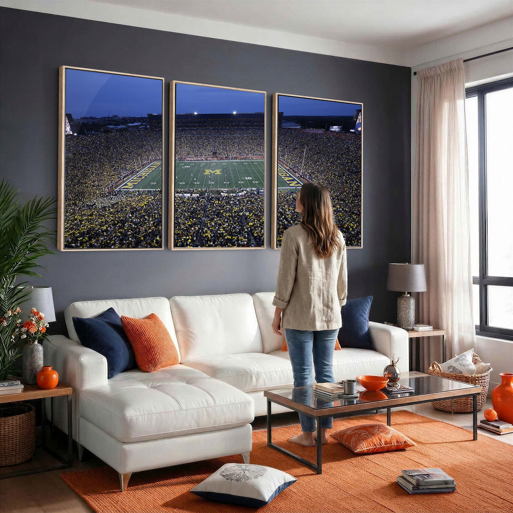 University of Michigan Wolverines Football Team Print, Ann Arbor, Home Bar Wall Decor