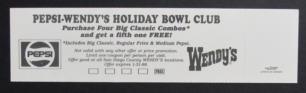 1987 Holiday Bowl College Football Game Full Ticket Iowa vs. Wyoming