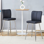 Modern Bar Chair Set Streamlined Backrest Metal Legs 2 - Black / Silver