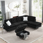 L-Shaped Sectional Sofa With Chaise And Storage Ottoman