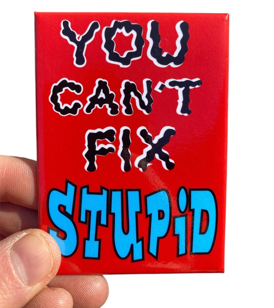 "You Cant't Fix Stupid" Funny Kitchen Fridge Magnet - 3.5" x 2.5" Made in USA