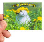 'SUP PEASANTS Funny Cat Kitchen Fridge Car Home Magnet - 3.5" x 2.5" Made in USA