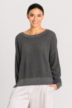 Pima Cotton Metallic Mini Seed Stitch - Asphalt/Silver