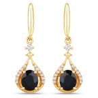 0.86 Carat Genuine Blue Sapphire and White Diamond 14K Yellow Gold Earrings