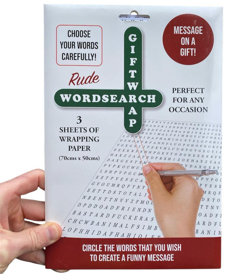 RUDE Adult Crossword Puzzle Wrapping Paper – 3 Sheets of Gift-Wrap Dirty Fun! 🔎
