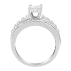 14K White Gold 1.0 Cttw Mixed-Cut Diamond Rectangle Invisible-Set Composite Cluster Ring with Bar- and Channel-Set Band (H-I Color, SI2-I1 Clarity) - Size 7