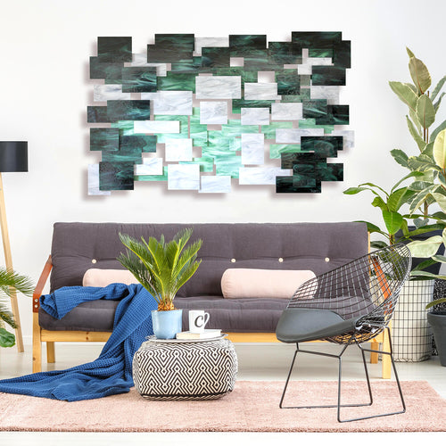"Malachite" Glass and Metal Wall Sculpture