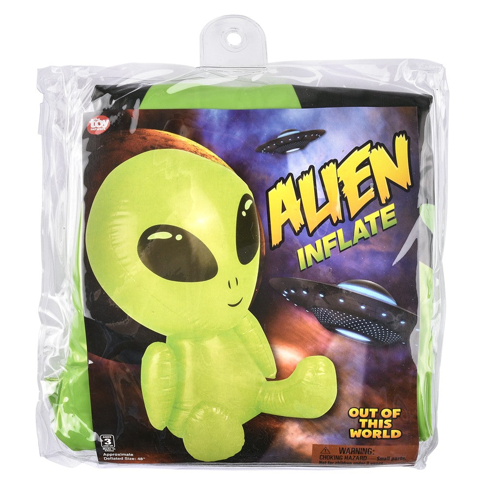 48" Green Galactic Alien Inflatable 👽 Big Head UFO Pool Party Halloween Blow Up