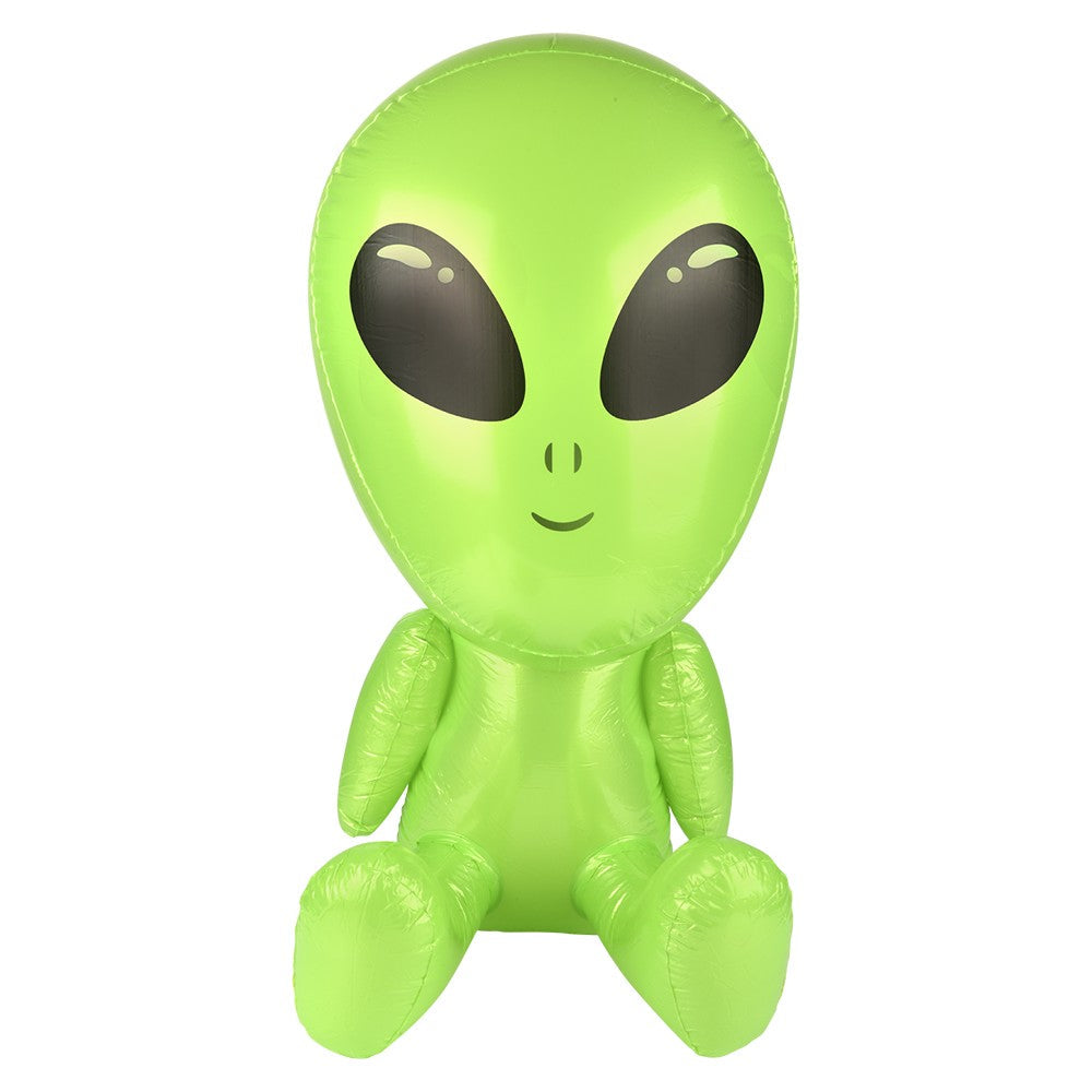 48" Green Galactic Alien Inflatable 👽 Big Head UFO Pool Party Halloween Blow Up