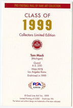 Tom Mack Signed/Auto Goal Line Art GLAC Postcard w/HOF Rams PSA/DNA 160287