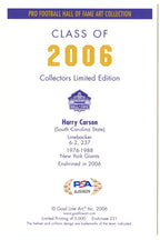 Harry Carson Signed/Auto Goal Line Art GLAC Postcard Giants PSA/DNA 160369