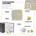 Double Square 7 Cubic Zirconia Earrings 14K Gold Filled Silver Hip Hop Studs Jewelry Women Men
