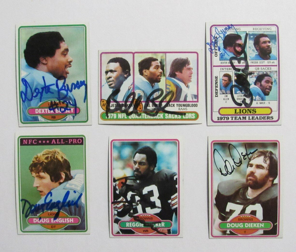 Lot of 12 1980 Topps Signed/Auto Football Cards Browns Lions Steelers 166768