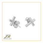 Cross 14K Gold Filled Silver Earrings Cubic Zirconia Hip Hop Studs Jewelry Women Men