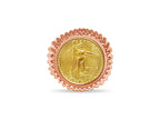 Fancy Solid White/Yellow/Rose Gold Handmade Coin Ring , 1/10oz Coin ,