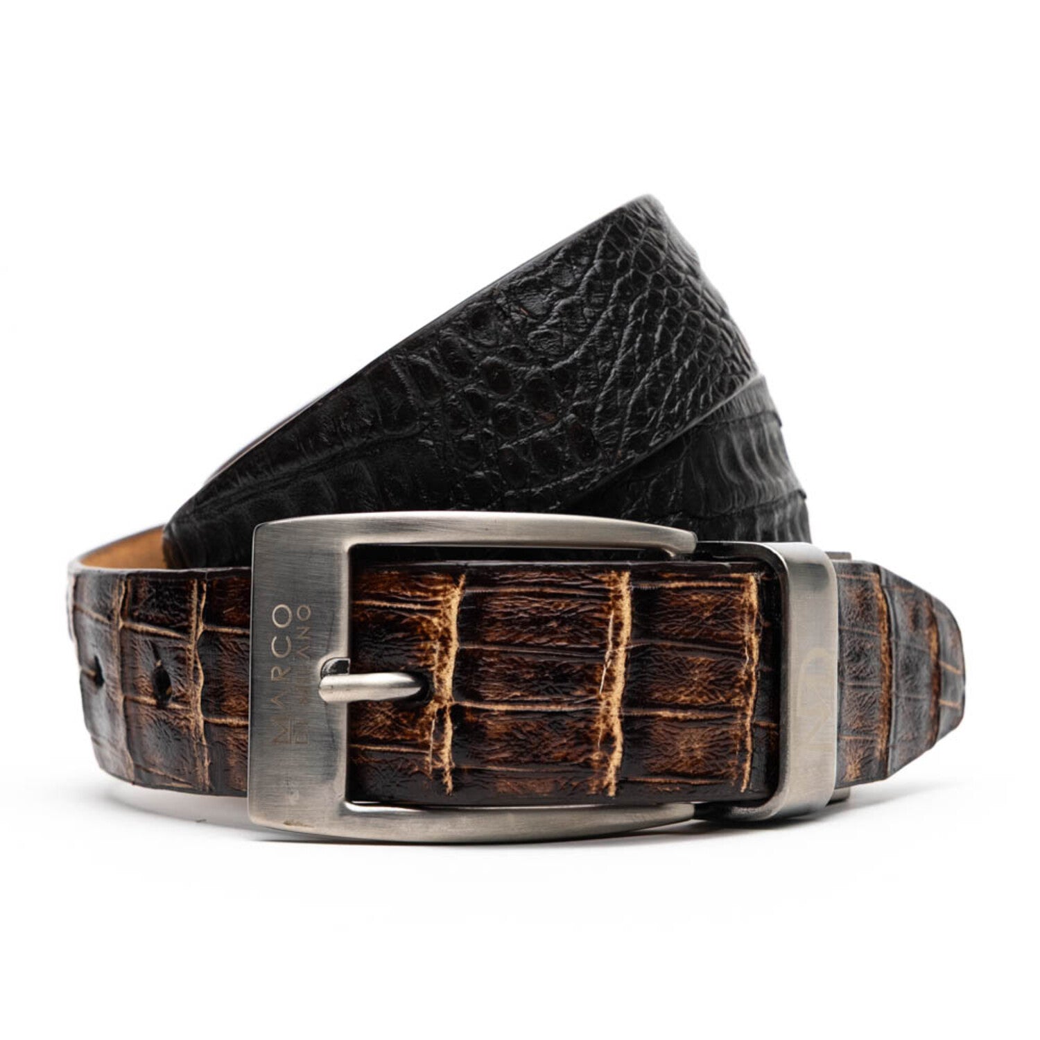 Caribe Caiman Back & Caiman Belly Leather // Brown Pantano