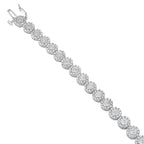 14K White Gold 2.00 Cttw Diamond Halo Link Tennis Bracelet (H-I Color, I1-I2 Clarity) - 7" Inches