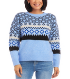 Karen Kane Jacquard Sweater Navy