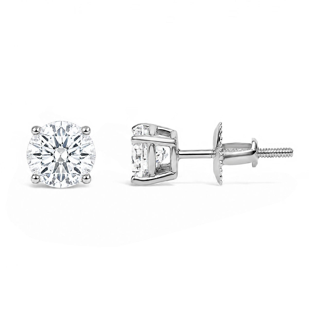 IGI Certified 14K Gold Lab Grown Diamond Solitaire Stud Earrings