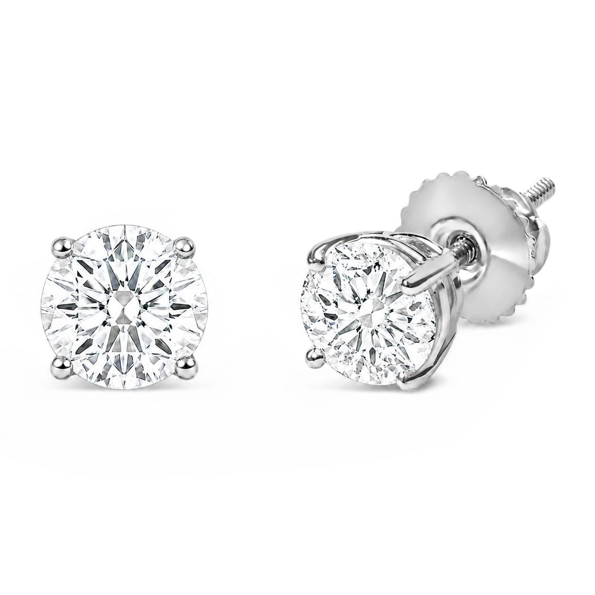 IGI Certified 14K Gold Lab Grown Diamond Solitaire Stud Earrings