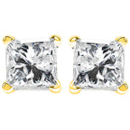 14K Yellow Gold 3/8 Cttw Princess-Cut Square Near Colorless Diamond Classic 4-Prong Solitaire Stud Earrings (J-K Color, SI1-SI2 Clarity)