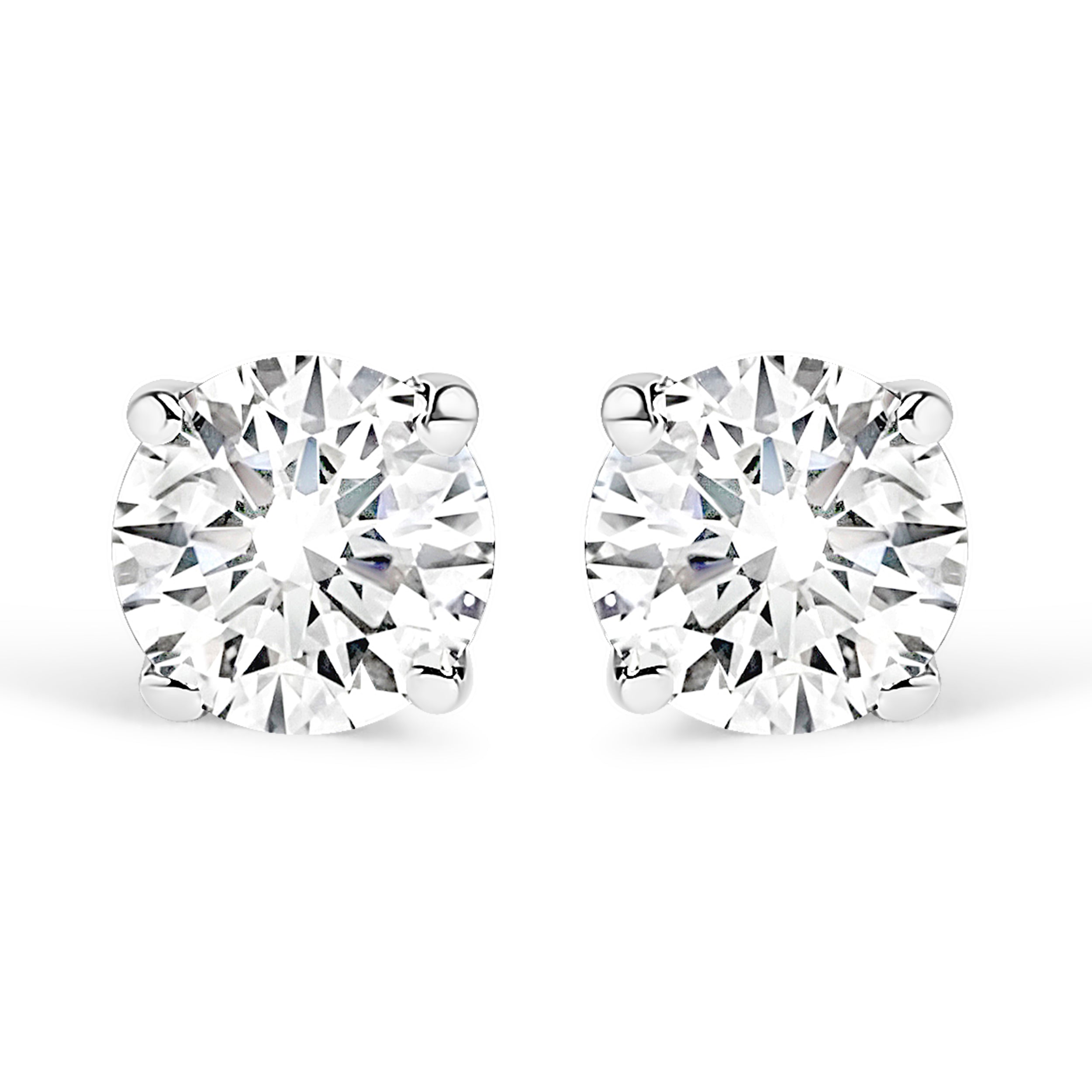 IGI Certified 1.00 Cttw Round Brilliant-Cut Diamond 14K White Gold Classic 4-Prong Solitaire Stud Earrings (H-I Color, I1-I2 Clarity)