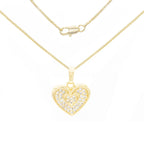 Cubic Zirconia 14K Gold Filled Binary Heart Pendant Necklace Set