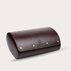 6 Watch Travel Case Vegan Leather Watch Roll (Espresso Brown - White Interior)