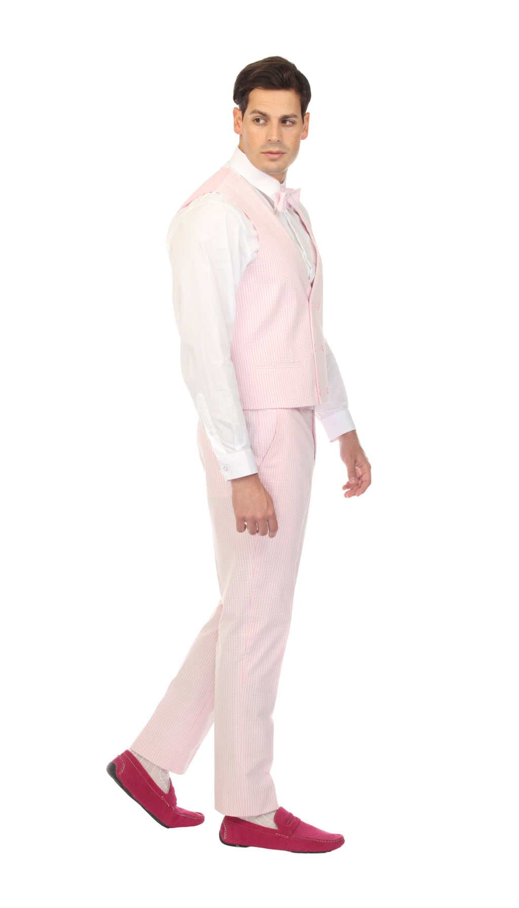 Men's Pink Double Breasted Seersucker Vest – Grant