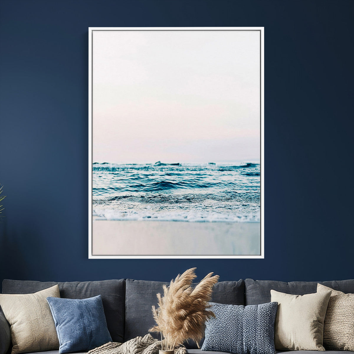 Ocean Wave Wall Art Canvas Print, Minimal Seascape