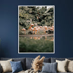 Flamingo Wall Art Canvas Print, Tropical Wildlife Scene