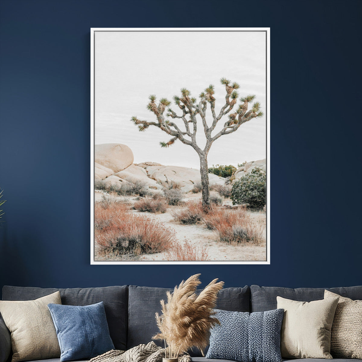 Joshua Tree Desert Wall Art Canvas Print, Minimal Southwest Landscape