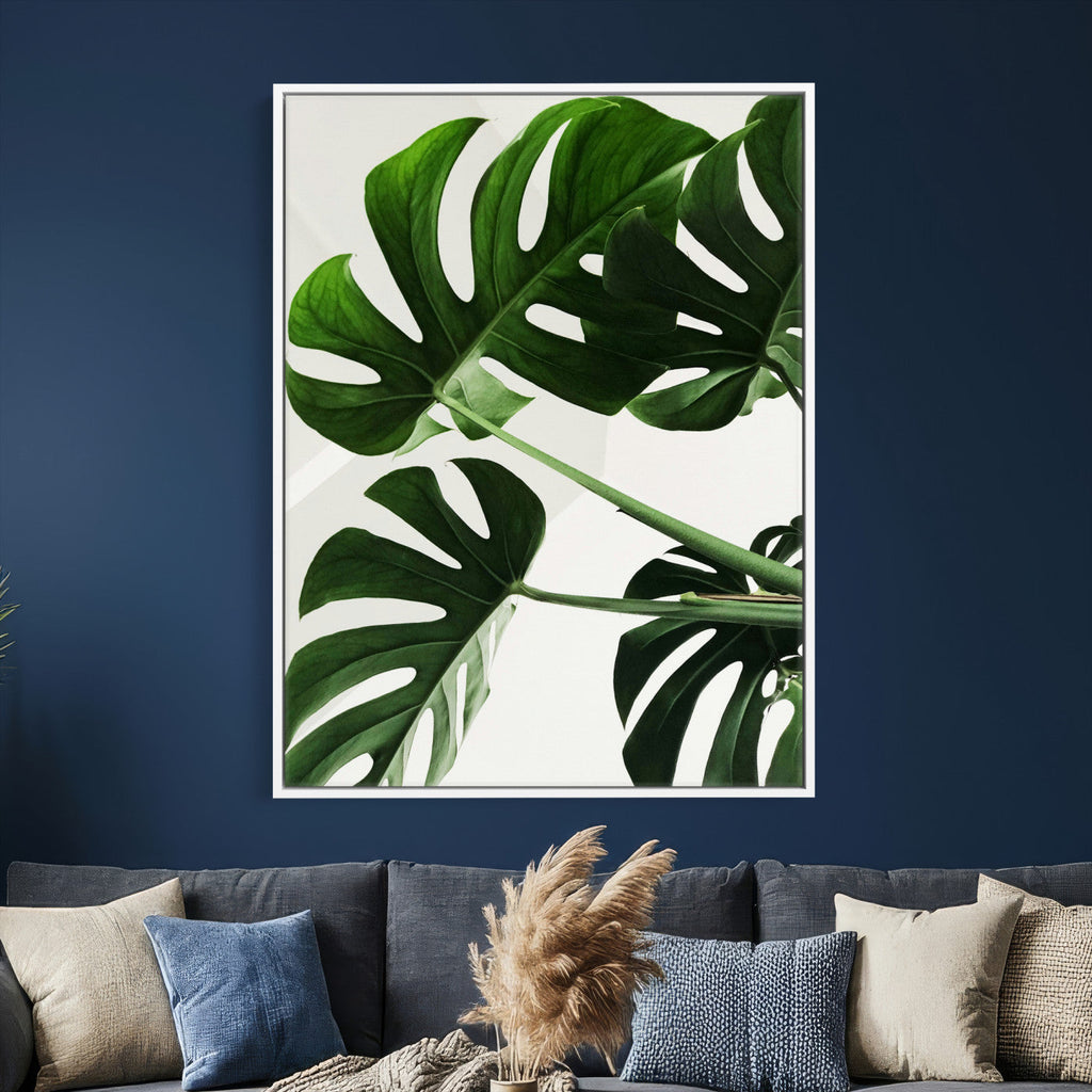 Abstract Teal Blue Wall Art Canvas Print, Modern Abstract Color Block