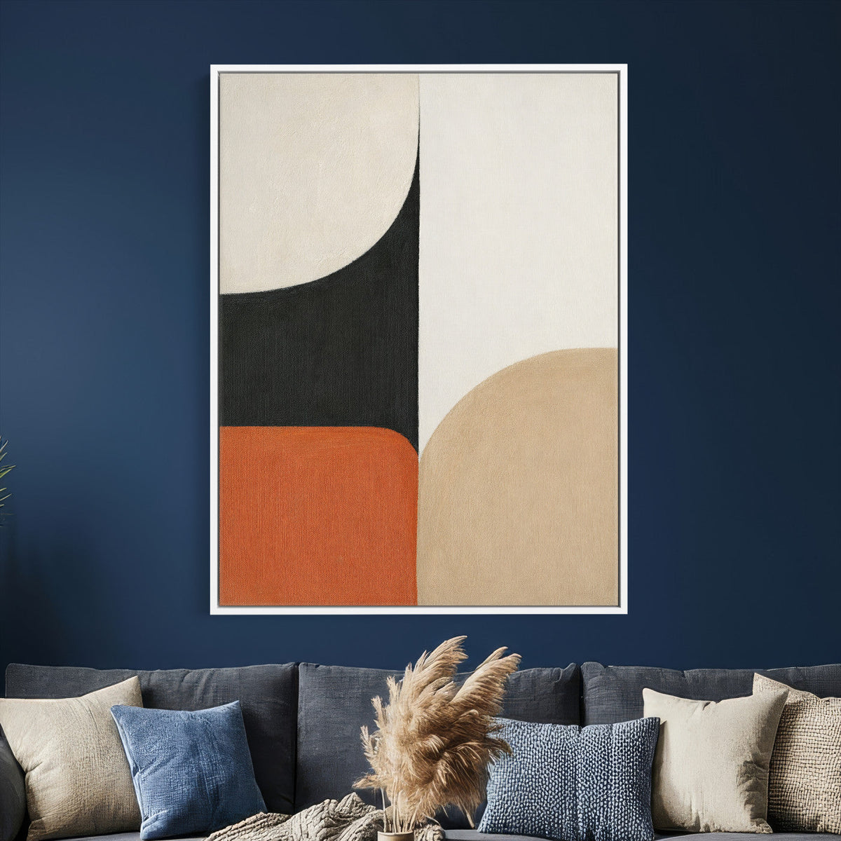 Geometric Abstract Wall Art Canvas Print, Orange Blue
