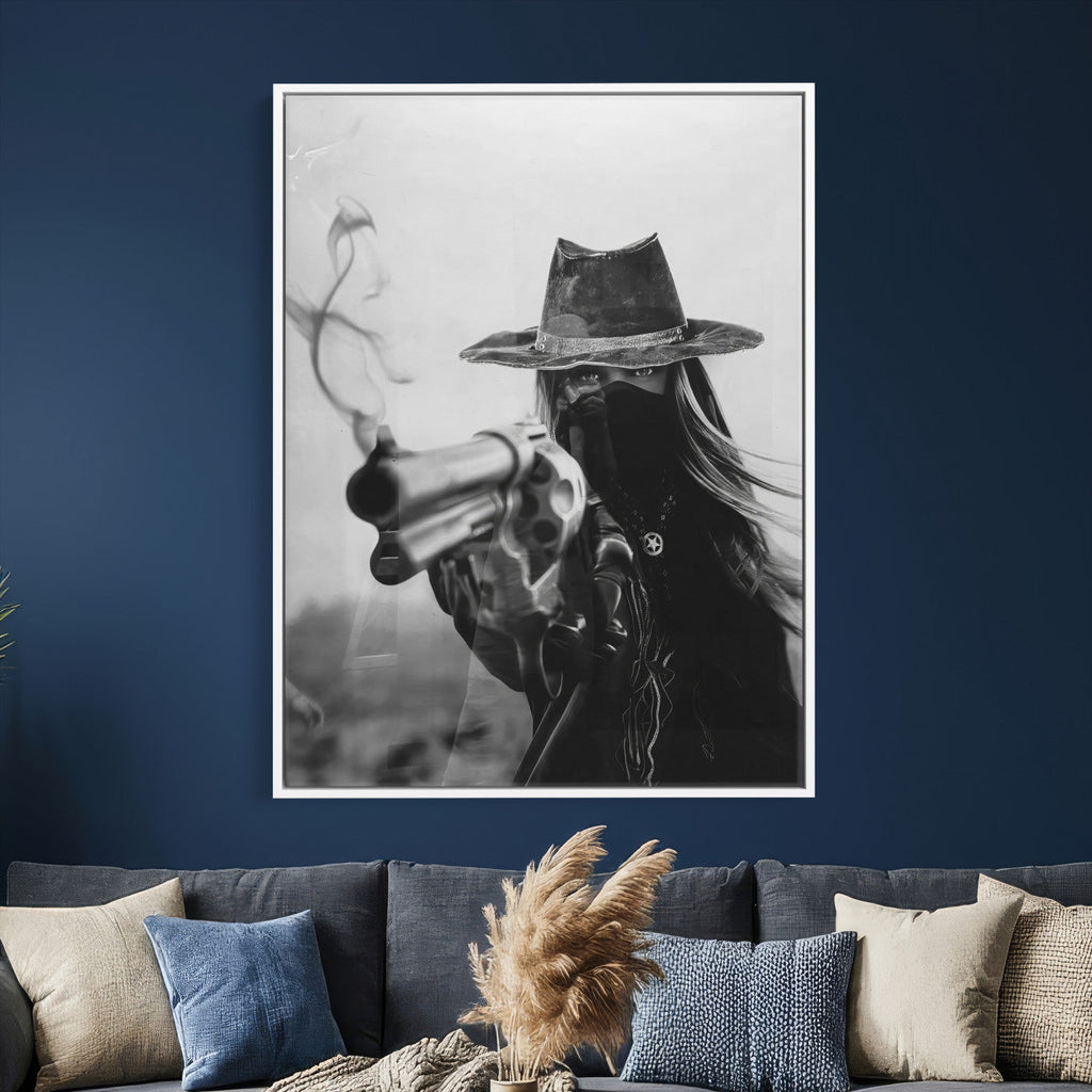 Vintage Cowboy Wall Art Canvas Print - Western Gunslinger Revolver