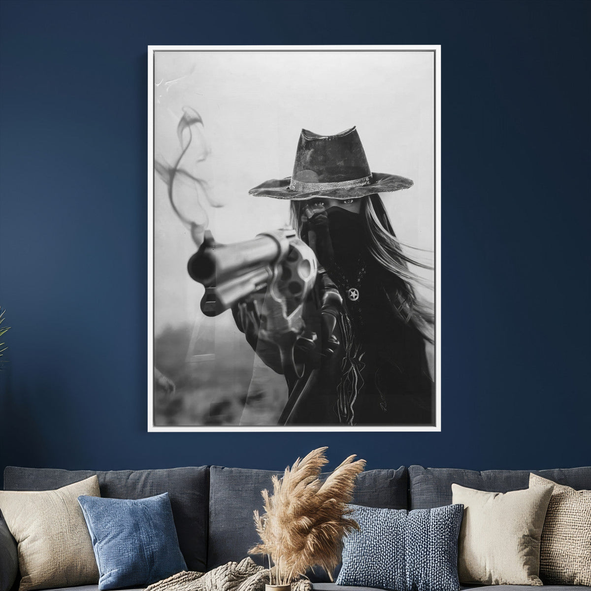 Vintage Cowboy Wall Art Canvas Print - Western Gunslinger Revolver
