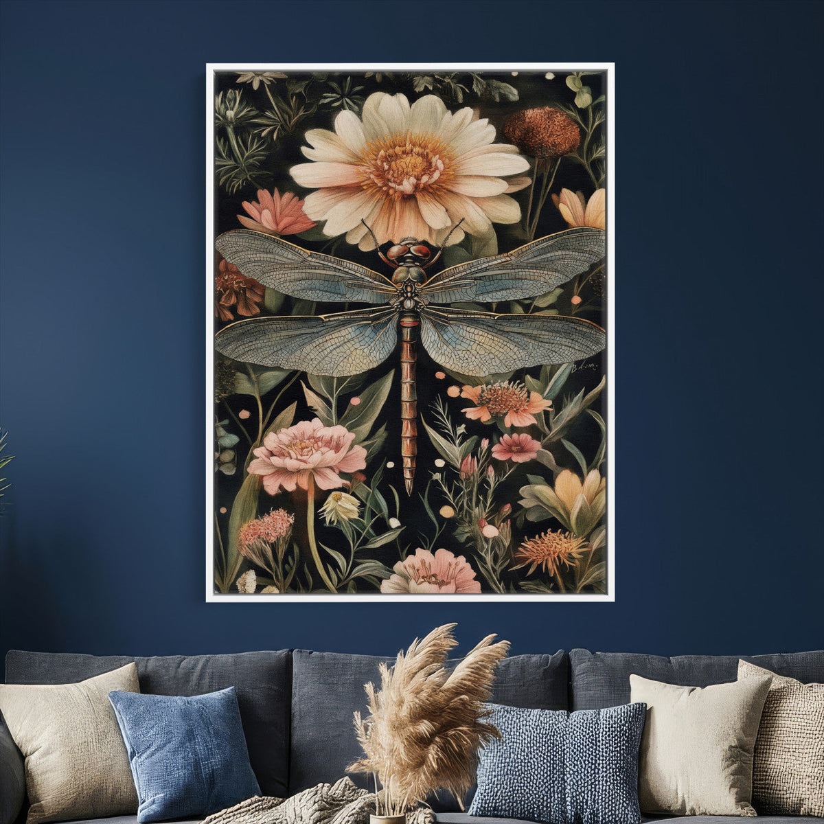 William Morris Style Canvas Wall Art, Framed Vintage Bee Botanical Print