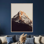 Golden Peak Mountain Wall Art Canvas Print, Minimal Alpine Landscape